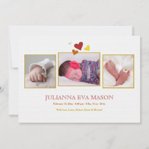 Heartfelt Introduction Photo Birth Announcement