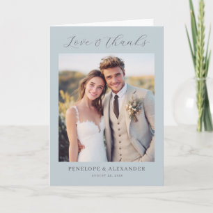Heartfelt Light Blue Elegant Photo Thank You Card