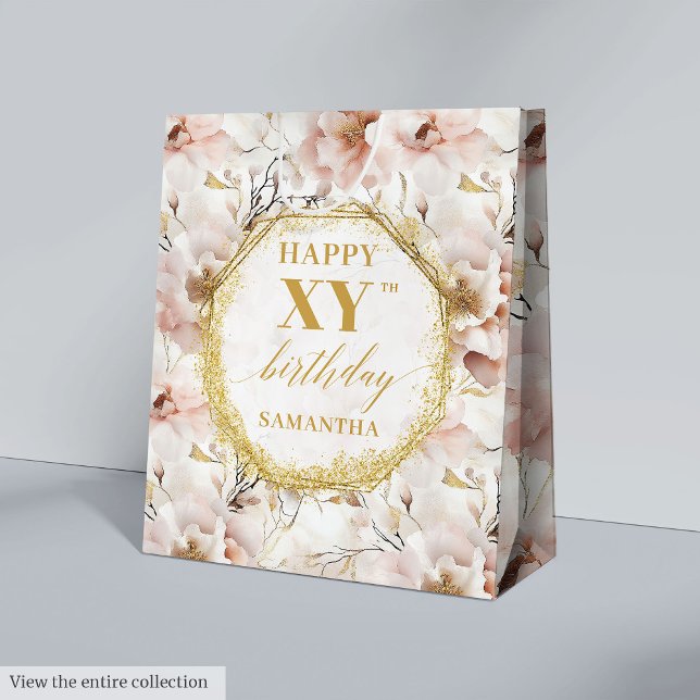 Heartfelt Light Pink Boho Gold Birthday Gift Bag (Heartfelt Light Pink Boho Gold Birthday Gift Bag

)