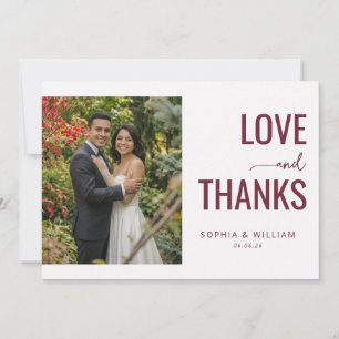 Heartfelt Maroon Minimalist Photo Thank You Card