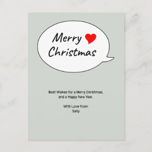 Heartfelt Merry Christmas Holiday Postcard
