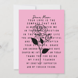 Heartfelt Mother's Day Card with Rose Design