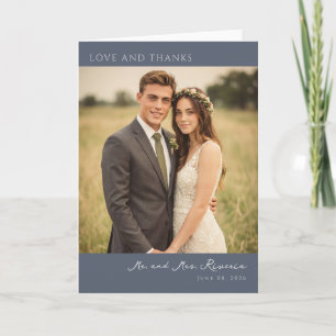 Heartfelt Navy Elegant Photo Thank You Card
