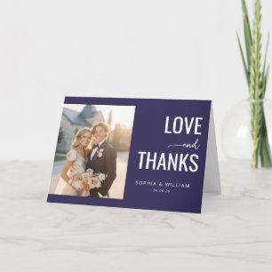 Heartfelt Navy Modern Photo Thank You Card