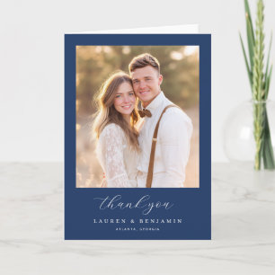 Heartfelt Navy Photo Thank You Card