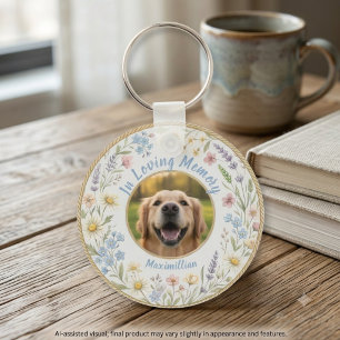 Heartfelt Pastel Watercolor Pet Loss Wildflower Key Ring