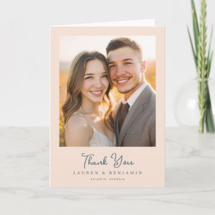 Heartfelt Peach Elegant Photo Thank You Card