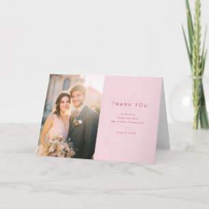 Heartfelt Pink Minimalist Photo Thank You Card