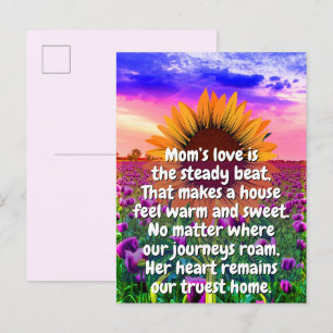 (Heartfelt Poem) Message Gift   Sunflower Love Mum Postcard