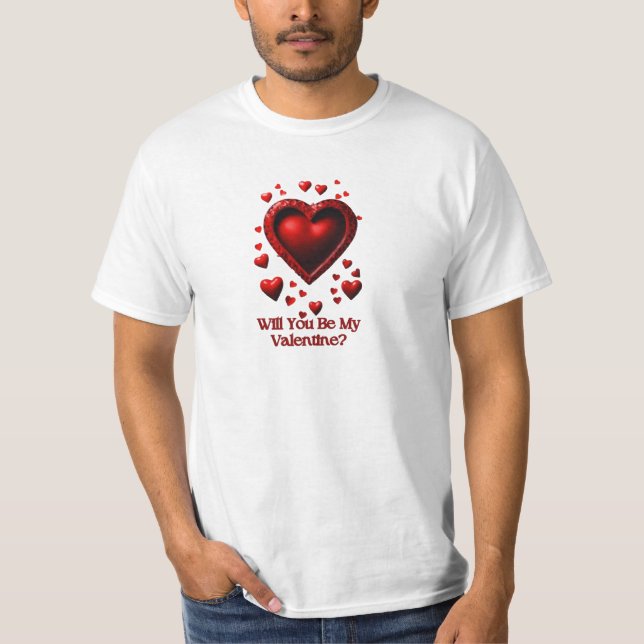 Heartfelt Proposal Tee: Be My Valentine? T-Shirt (Front)