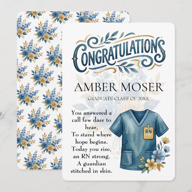Heartfelt RN Graduation Tribute Greeting Card (Front/Back)
