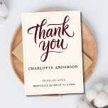 Heartfelt Script Graduation Thank You Card<br><div class="desc">After the caps and gowns are put away, this card makes sure every person who showed up feels genuinely celebrated in return. The oversized stacked burgundy calligraphy fills the front with warmth and gratitude while the back delivers a personal message that reads like it came straight from the heart. It's...</div>