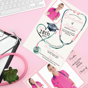 Heartfelt Success: Nursing School Graduation Party Invitation