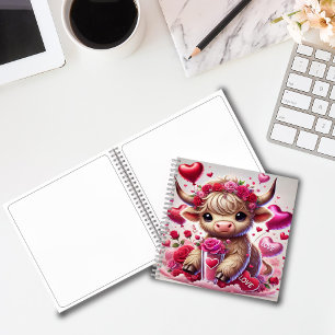 Heartfelt Sweet Highland Cow Valentines Notebook