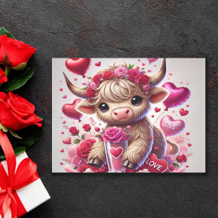 Heartfelt Sweet Highland Cow Valentines Tissue Paper