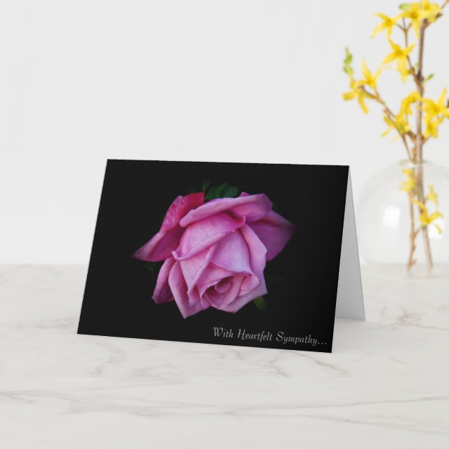 Heartfelt Sympathy Rose Card - Silver Grace (Yellow Flower)