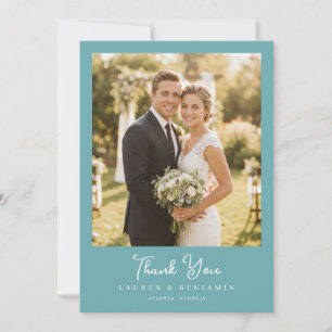 Heartfelt Teal Elegant Photo Thank You Card