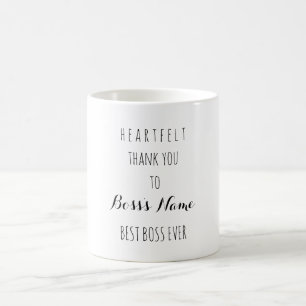 Heartfelt Thank You Best Boss Ever Typography Coffee Mug