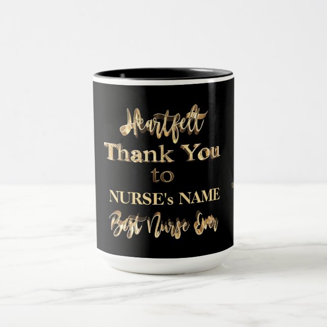 Heartfelt Thank You Best Nurse Ever Typography Mug (Center)