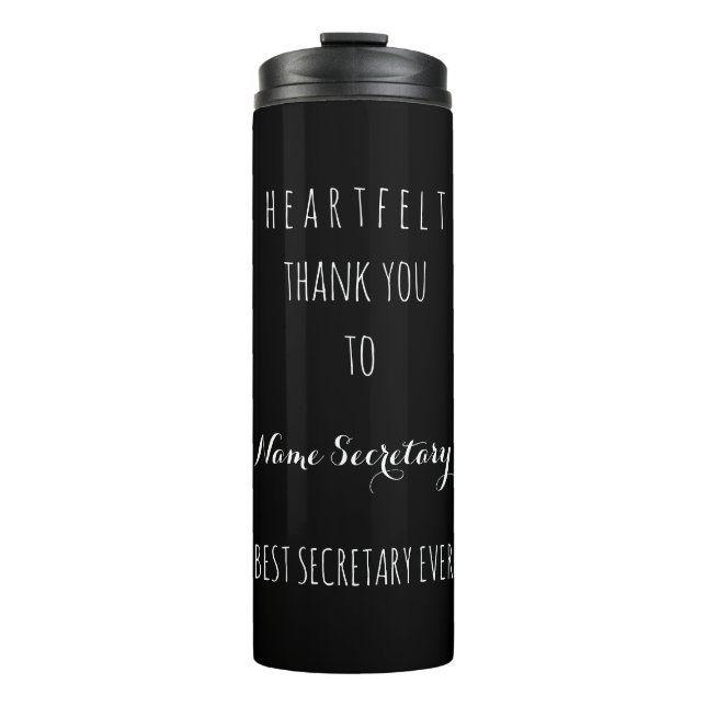 Heartfelt Thank You Best Secretary Ever Typography Thermal Tumbler (Front)