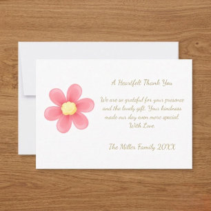 Heartfelt Thank You Card with Pink Daisy