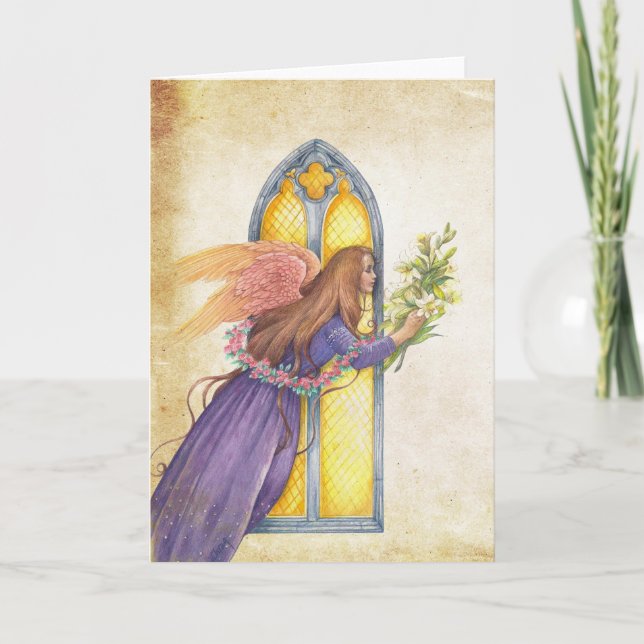 Heartfelt Thank You with Angel & Bouquet Invitation (Front)