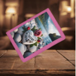 Heartfelt Tribute by the River Trifold Wallet<br><div class="desc">A white heart-shaped stone inscribed with the name Susan rests on a riverbank,  adorned with a pink rose and surrounded by smooth,  grey stones.</div>