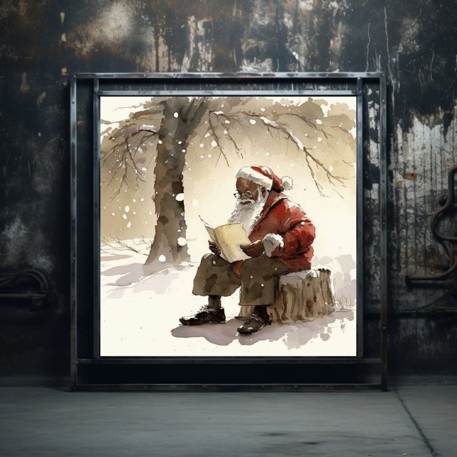 Heartfelt Wishes Black Santa Reading Letters Poster (Creator Uploaded)