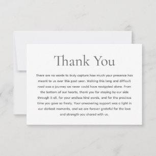 Heartfelt Year of Support Funeral Thank You Card