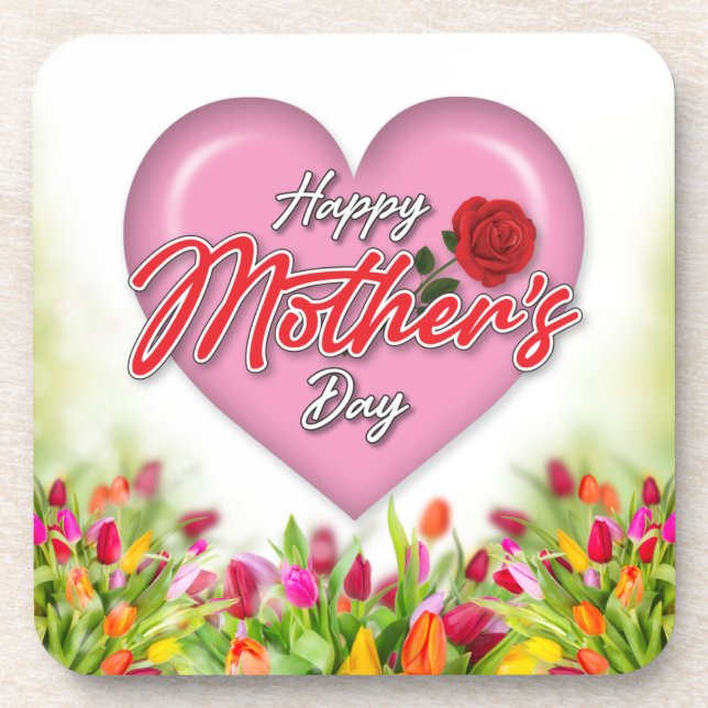 Heartful Elegant Mother’s Day Design Coaster (Front)