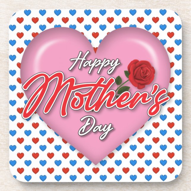 Heartful Elegant Mother’s Day Design Coaster (Front)