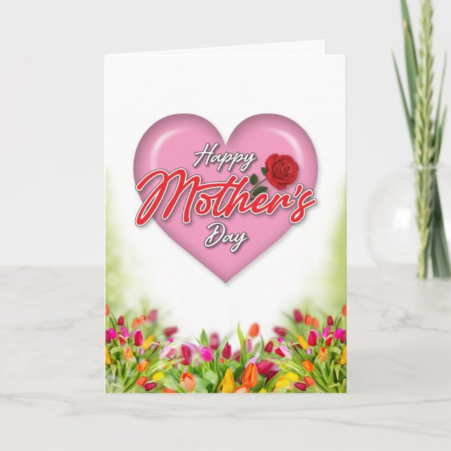 Heartful Elegant Mother’s Day Design Holiday Card (Front)