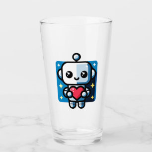Heartful Robot - Playful Tech-Inspired Love Art Glass