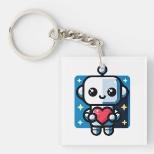 Heartful Robot - Playful Tech-Inspired Love Art Key Ring