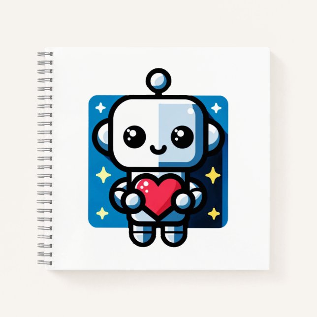 Heartful Robot - Playful Tech-Inspired Love Art Notebook (Front)