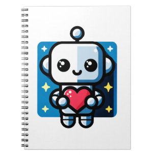 Heartful Robot - Playful Tech-Inspired Love Art Notebook