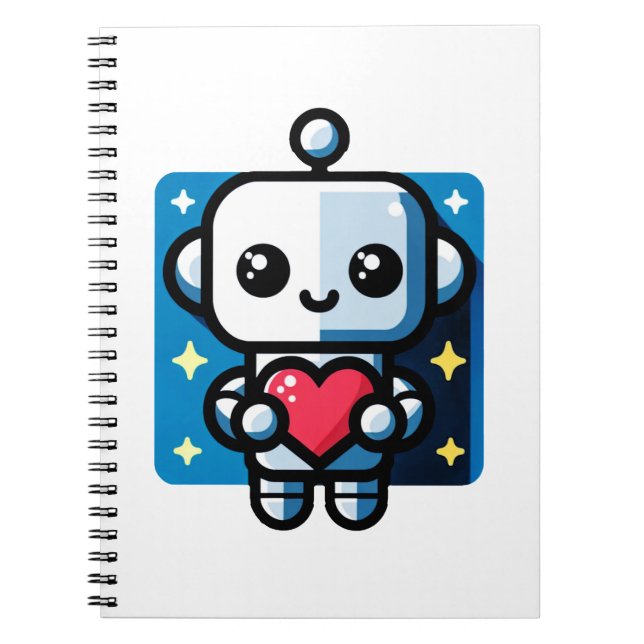 Heartful Robot - Playful Tech-Inspired Love Art Notebook (Front)