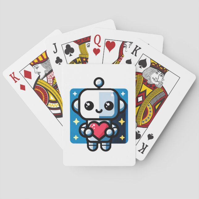 Heartful Robot - Playful Tech-Inspired Love Art Playing Cards (Back)