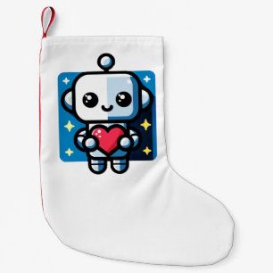 Heartful Robot - Playful Tech-Inspired Love Art Small Christmas Stocking