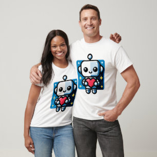 Heartful Robot - Playful Tech-Inspired Love Art T-Shirt