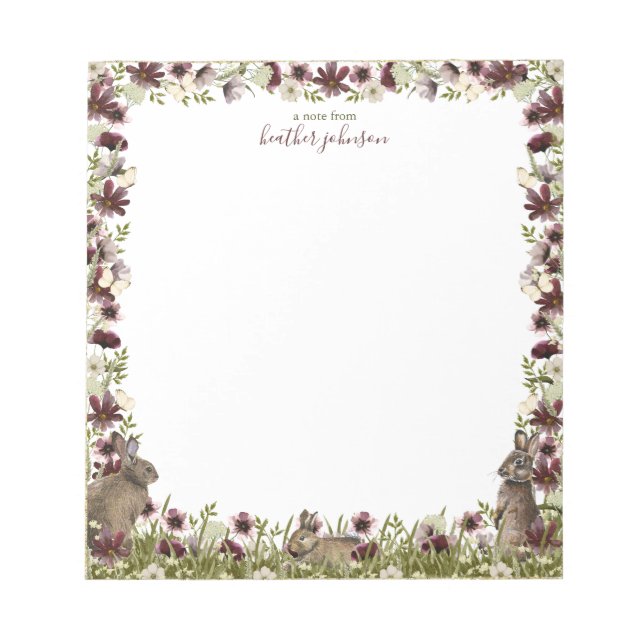 Hearthlight Notes Spring Meadow Bunny Notepad (Front)