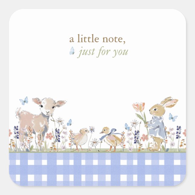 Hearthlight Notes Spring Soft Meadow Gingham Square Sticker (Front)