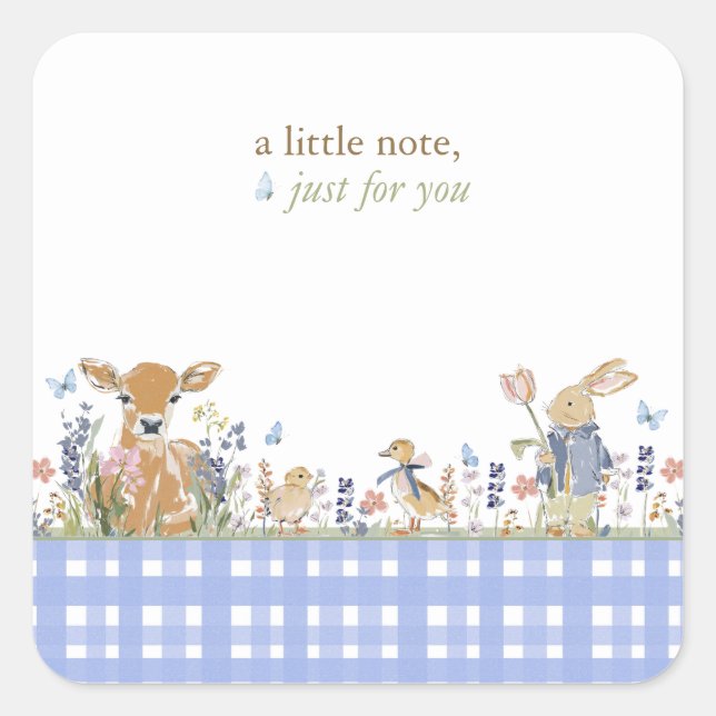 Hearthlight Notes Spring Soft Meadow Gingham Square Sticker (Front)