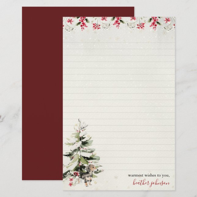 Hearthlight Notes Winter Cosy Dog Personalised Stationery (Front/Back)
