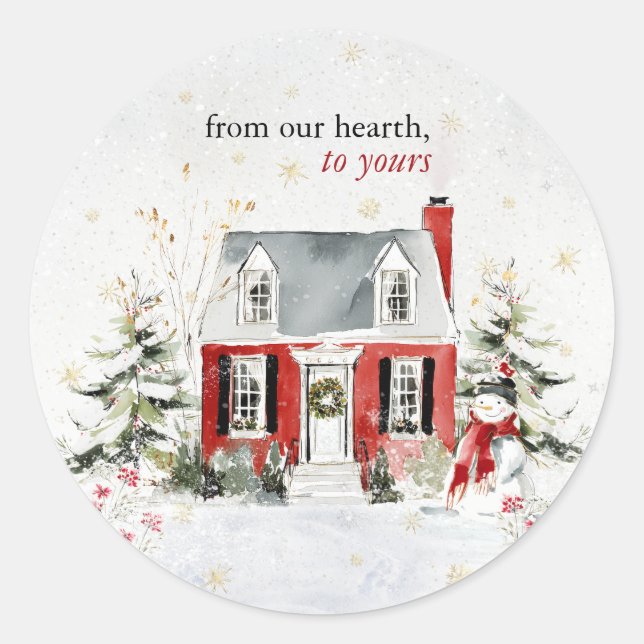 Hearthlight Notes Winter Cosy Home Personalised Classic Round Sticker (Front)