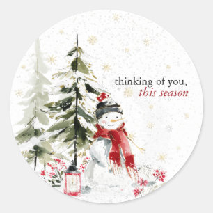 Hearthlight Notes Winter Cozy Snowman Personalized Classic Round Sticker