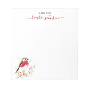 Hearthlight Notes Winter Robin Bird Personalised