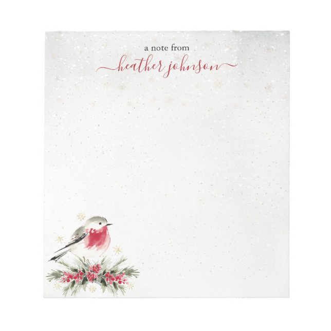 Hearthlight Notes Winter Robin Bird Personalised (Front)