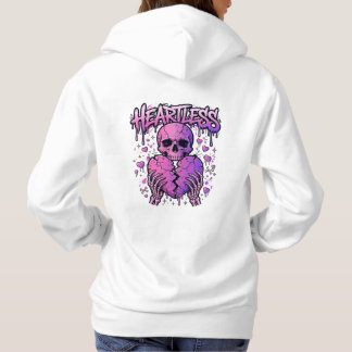 Heartless Skull Broken Heart Hoodie - Pink Purple
