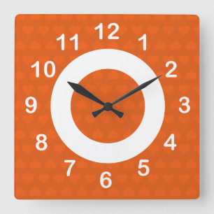 Heartlines-Tangerine Square Wall Clock